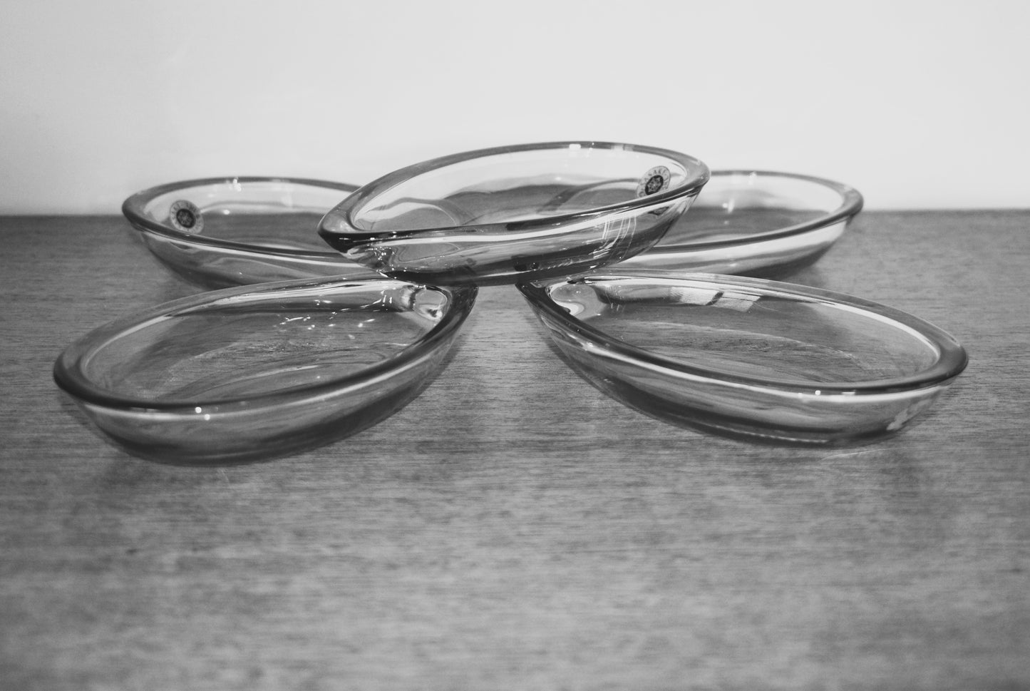 Vintage Sasaki Japaness Glass Bowls. Amber Glass. Tear Drop shape. Set of 5