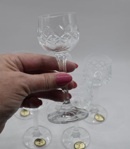 Vintage Bohemia crystal liqueur/Port/Shot glasses. Set of 6