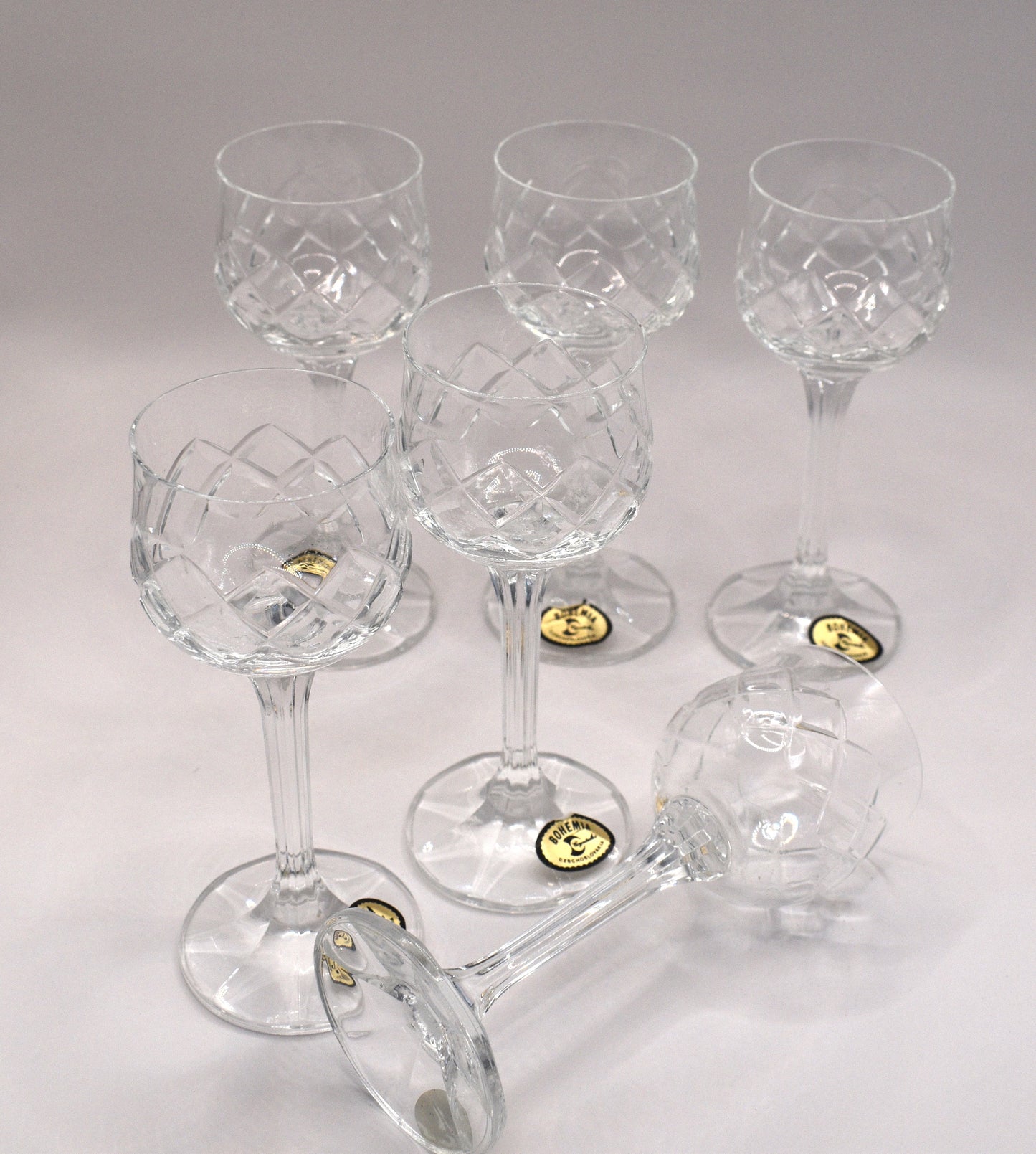 Vintage Bohemia crystal liqueur/Port/Shot glasses. Set of 6