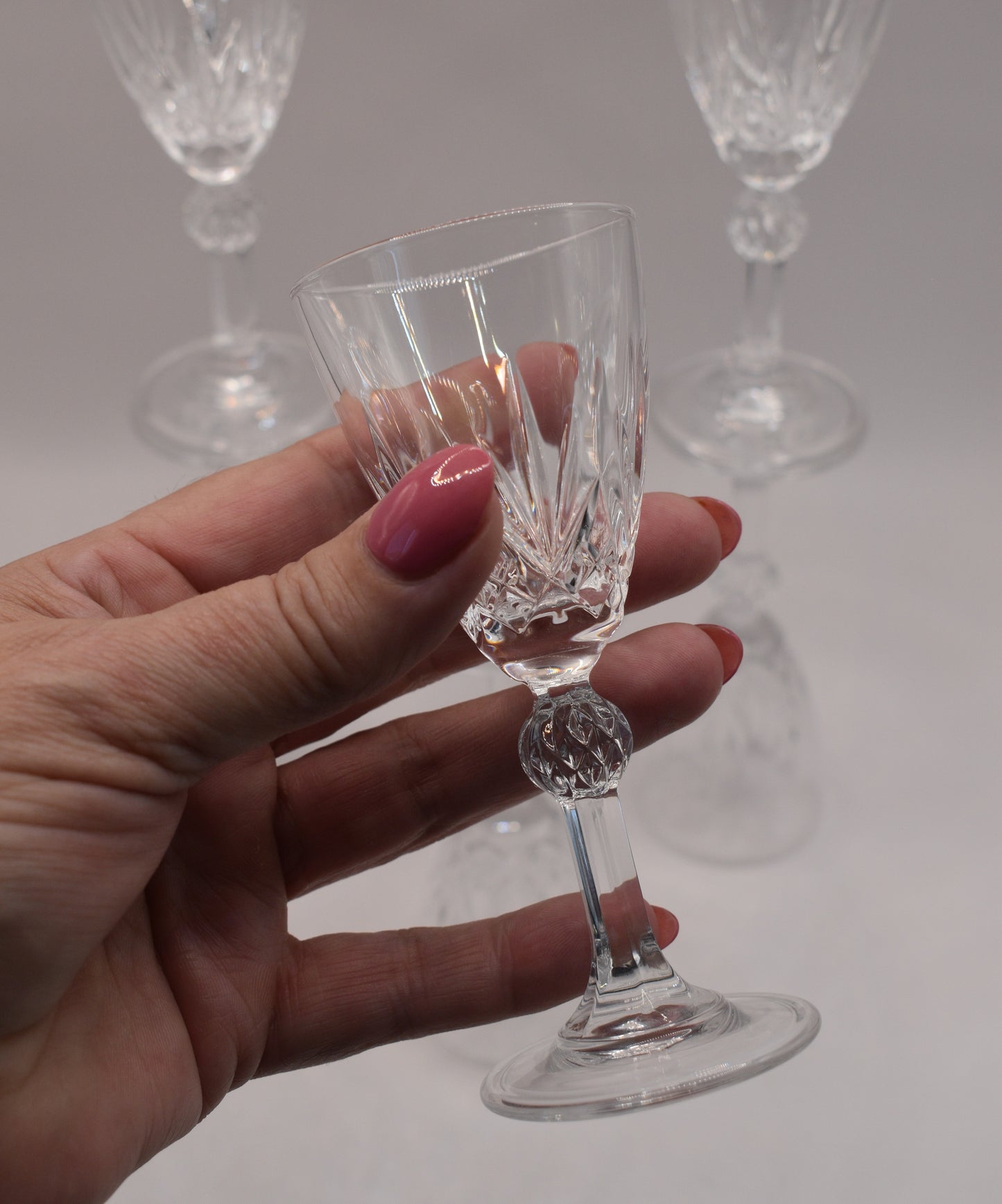 Catedral Crystal by Dema Italian 24% lead crystal. Beautiful vintage crystal Liqueur glasses. Set of 6