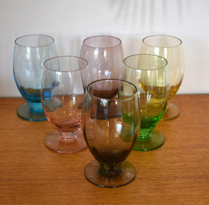 Vintage Harlequin footed wine/water goblets. Set of 6