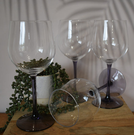 Lavender stemmed water/wine Goblets. Set of 4