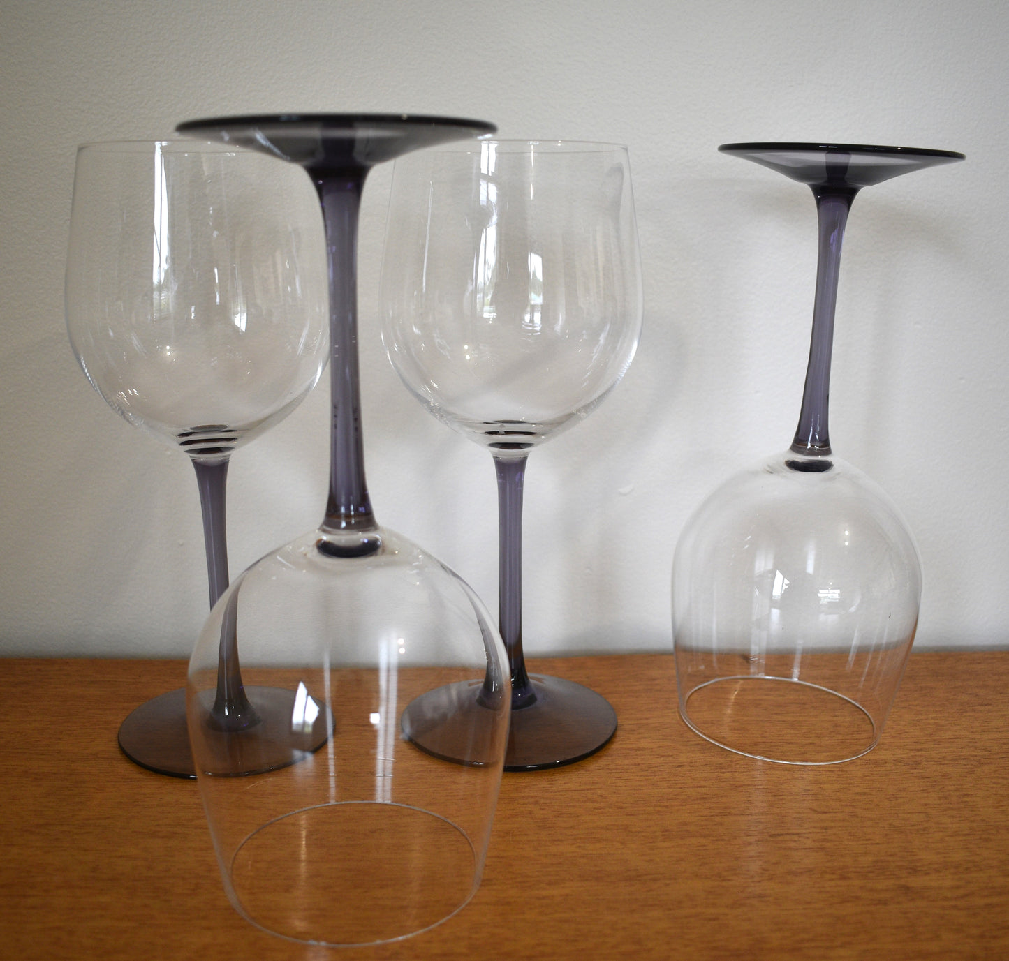 Lavender stemmed water/wine Goblets. Set of 4