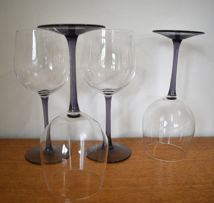 Lavender stemmed water/wine Goblets. Set of 4
