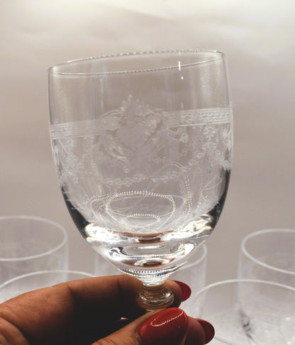 Dampierre Cristal D' Arques Durand Blown Glass Wine Glass. Set of 6