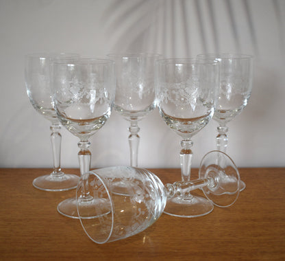 Dampierre Cristal D' Arques Durand Blown Glass Wine Glass. Set of 6