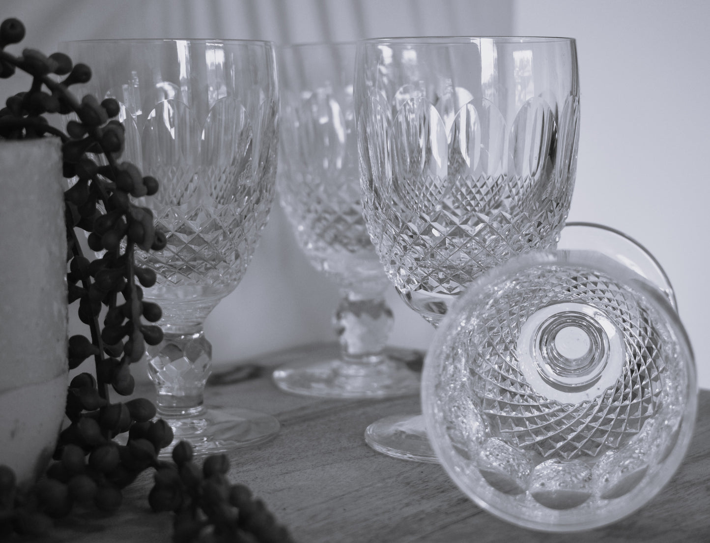 Waterford Crystal - "Colleen" Short Stemmed cut crystal Claret Wine glasses - Made in Ireland. Set of 4