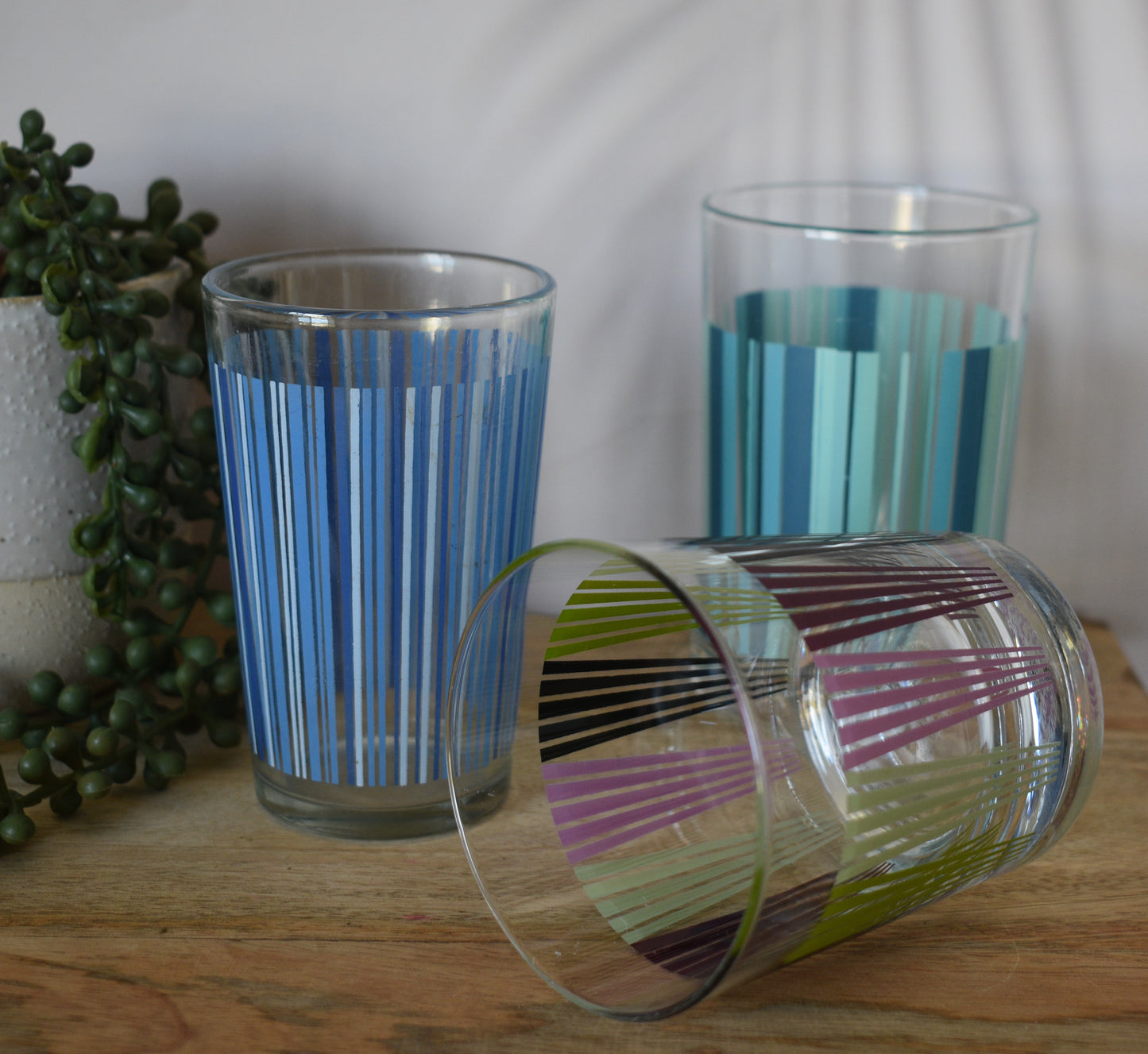 Retro Striped Tumblers. Mix Match set of 3.