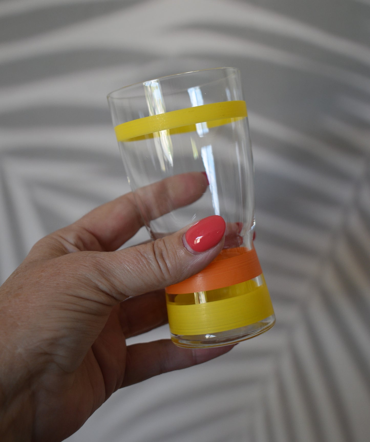 Funky Yellow and Orange striped tumblers. Set of 2