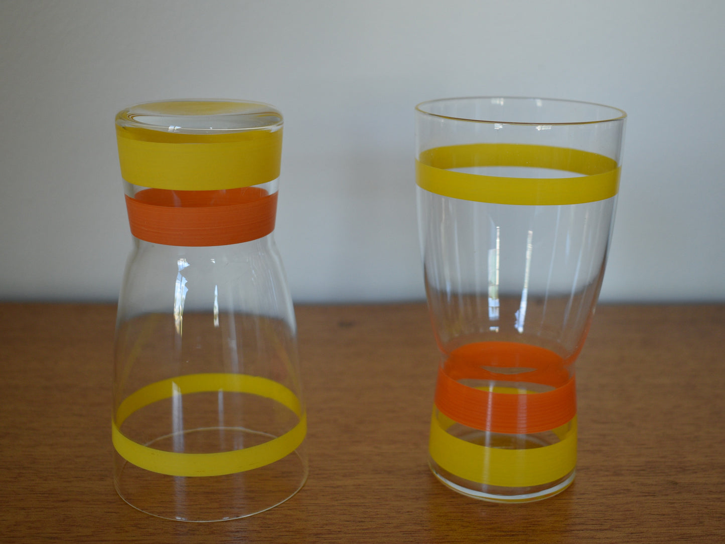 Funky Yellow and Orange striped tumblers. Set of 2