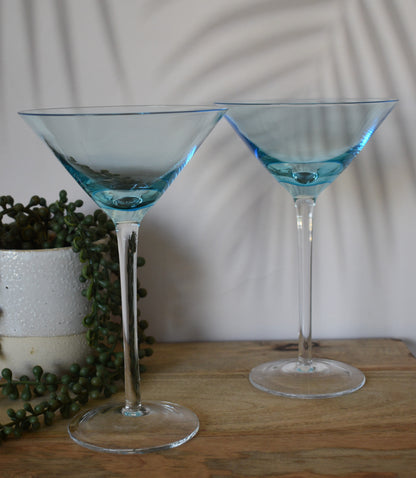 Blue Martini/Cocktail glasses. Set of two