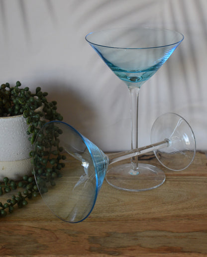 Blue Martini/Cocktail glasses. Set of two