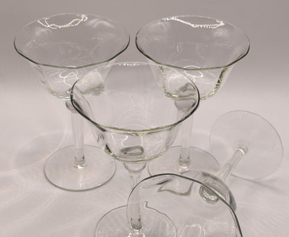 Optic ribbed stemmed wine glass/Champage coupe/stemmed desert glasses. Set of 4