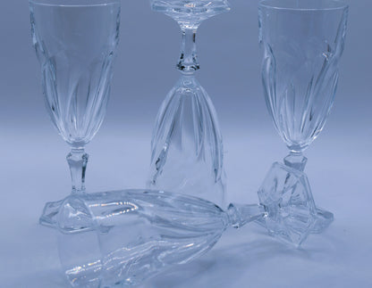 Vintage Crystal wine/champagne glasses. Hexagonal foot. Set of 4