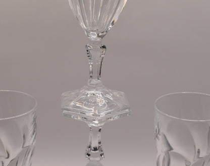 Vintage Crystal wine/champagne glasses. Hexagonal foot. Set of 4