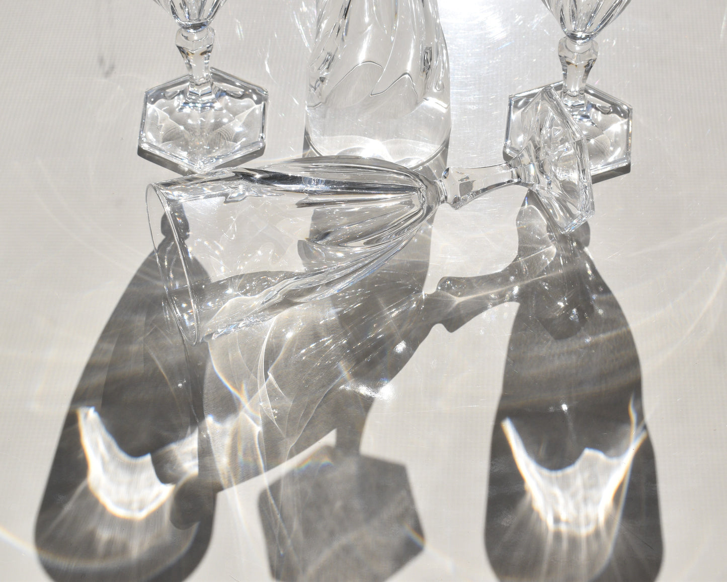 Vintage Crystal wine/champagne glasses. Hexagonal foot. Set of 4