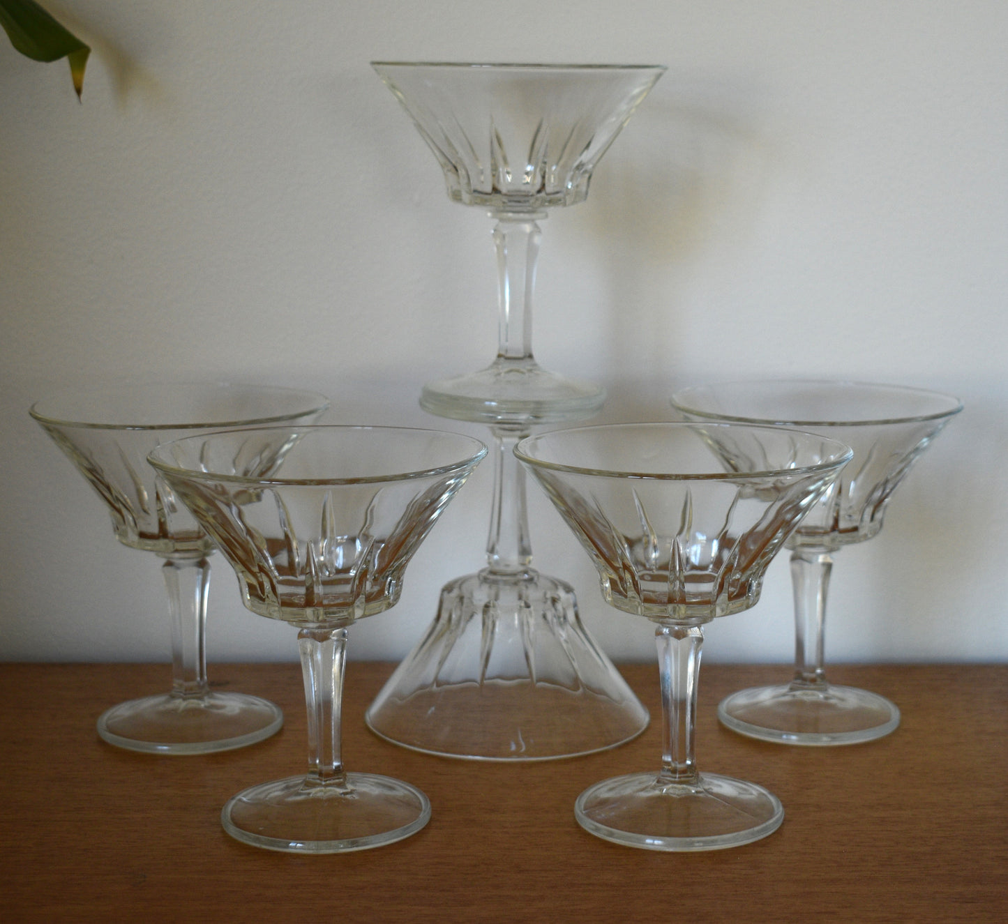 Champagne Coupe - Tall Sherbet Glasses. "Sorrento" made in Italy. Set of 6