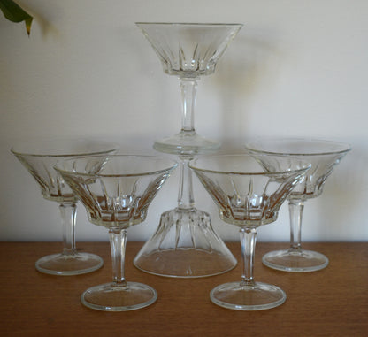 Champagne Coupe - Tall Sherbet Glasses. "Sorrento" made in Italy. Set of 6