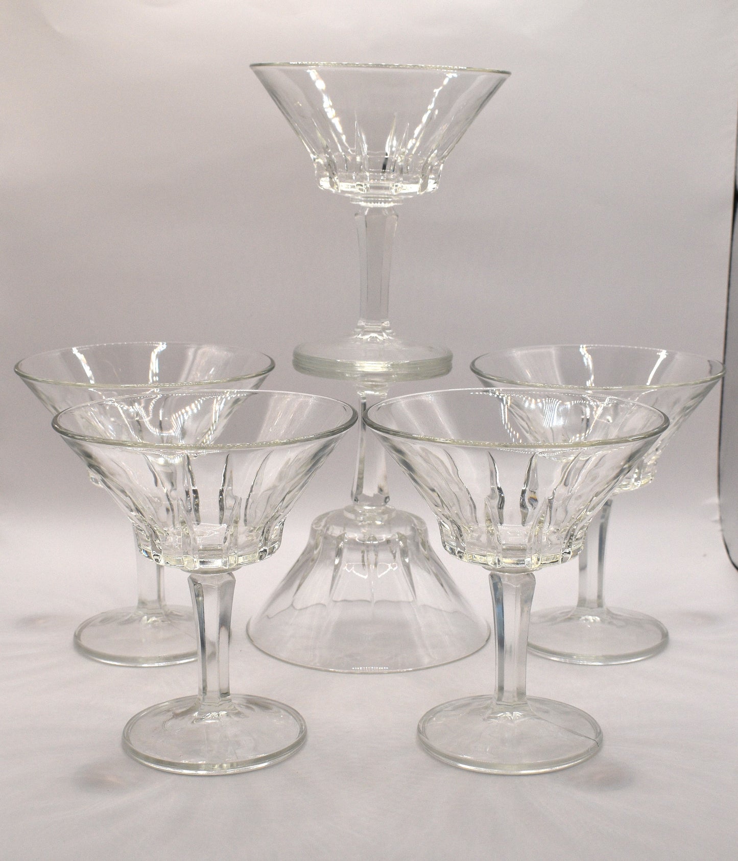 Champagne Coupe - Tall Sherbet Glasses. "Sorrento" made in Italy. Set of 6