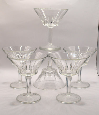 Champagne Coupe - Tall Sherbet Glasses. "Sorrento" made in Italy. Set of 6