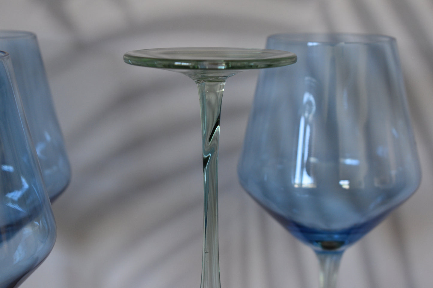 Coloured Wine Glasses. Set of 4. Blue and Green