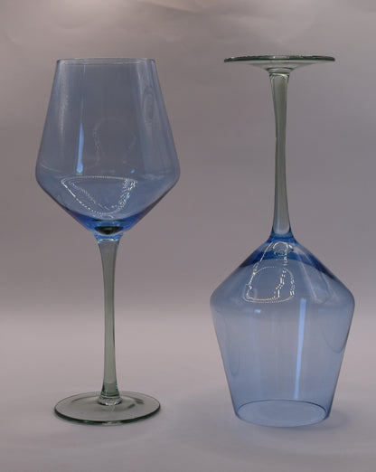 Coloured Wine Glasses. Set of 4. Blue and Green