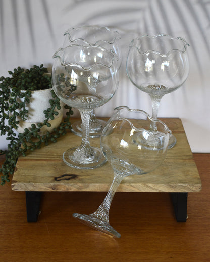 Vintage set of 4 Tall Dessert or Starter Glasses. Cocktail Glasses