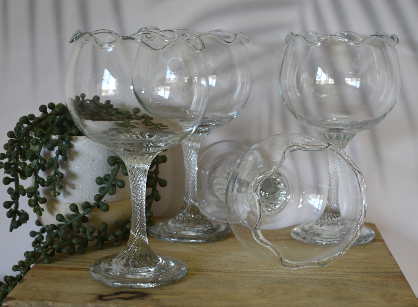 Vintage set of 4 Tall Dessert or Starter Glasses. Cocktail Glasses