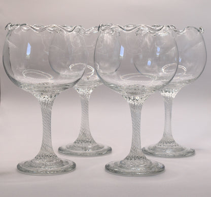 Vintage set of 4 Tall Dessert or Starter Glasses. Cocktail Glasses