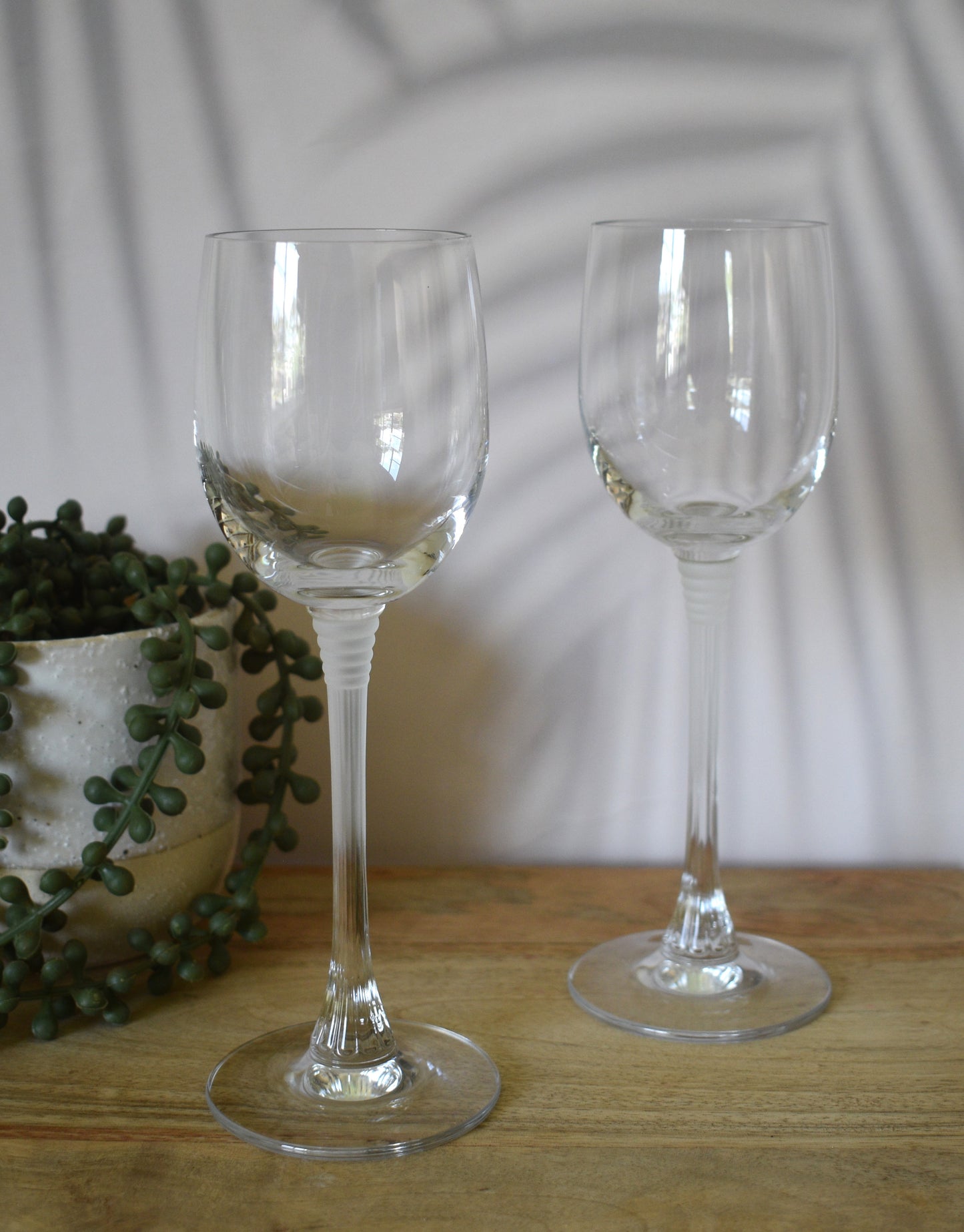 Art Deco Crystal Wine Glasses. Set of two