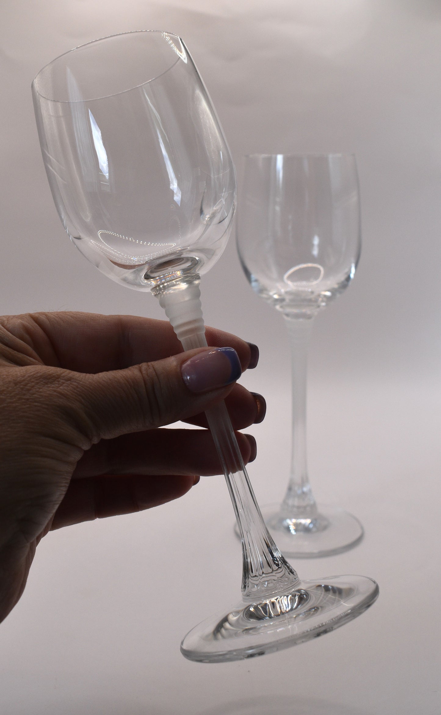 Art Deco Crystal Wine Glasses. Set of two