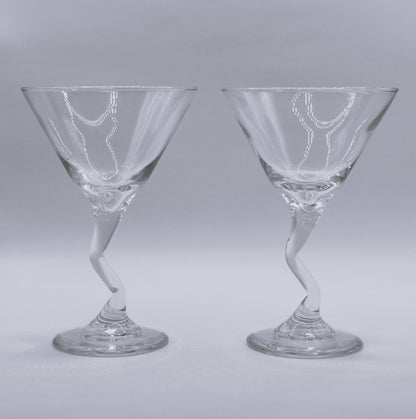 Z Stem Martini Glasses by Libbey Glass Company. Set of 2