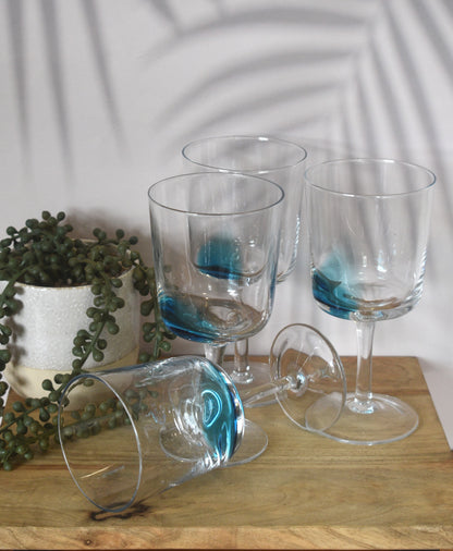 Water Goblets by Royal Doulton. "1815 Blue". Handblown. Set of 4