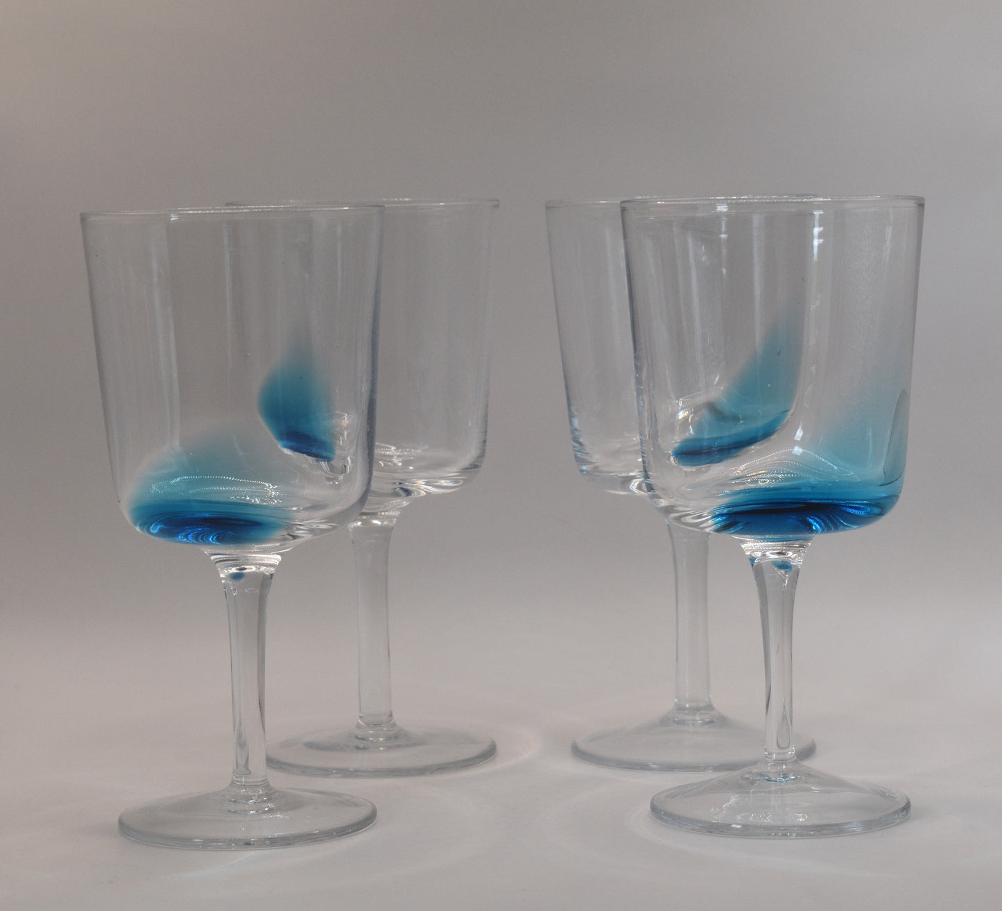 Water Goblets by Royal Doulton. "1815 Blue". Handblown. Set of 4