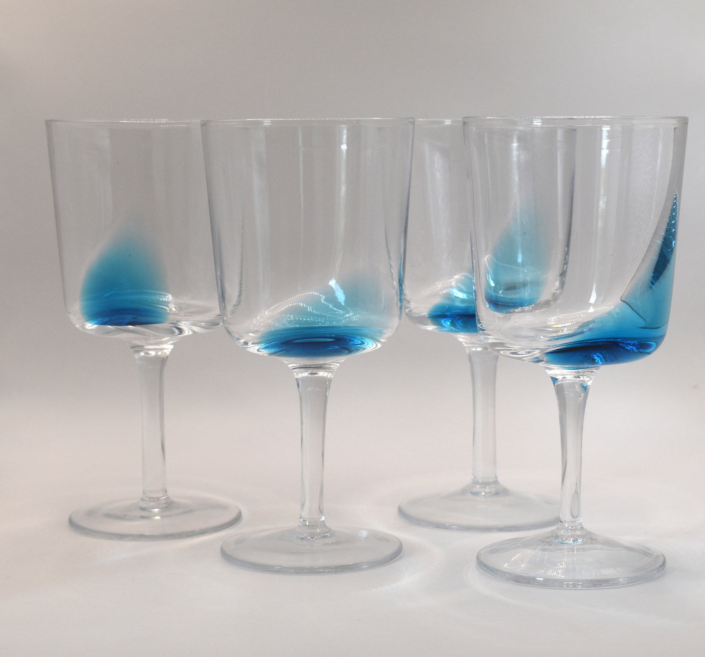 Water Goblets by Royal Doulton. "1815 Blue". Handblown. Set of 4