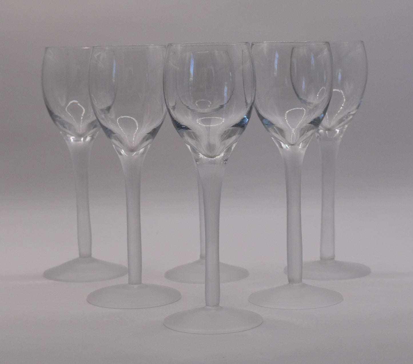 Frosted stemmed port/liqueur glasses. Set of 6