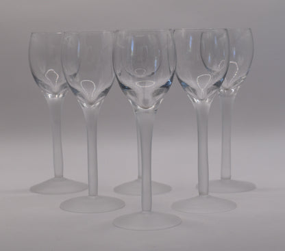 Frosted stemmed port/liqueur glasses. Set of 6