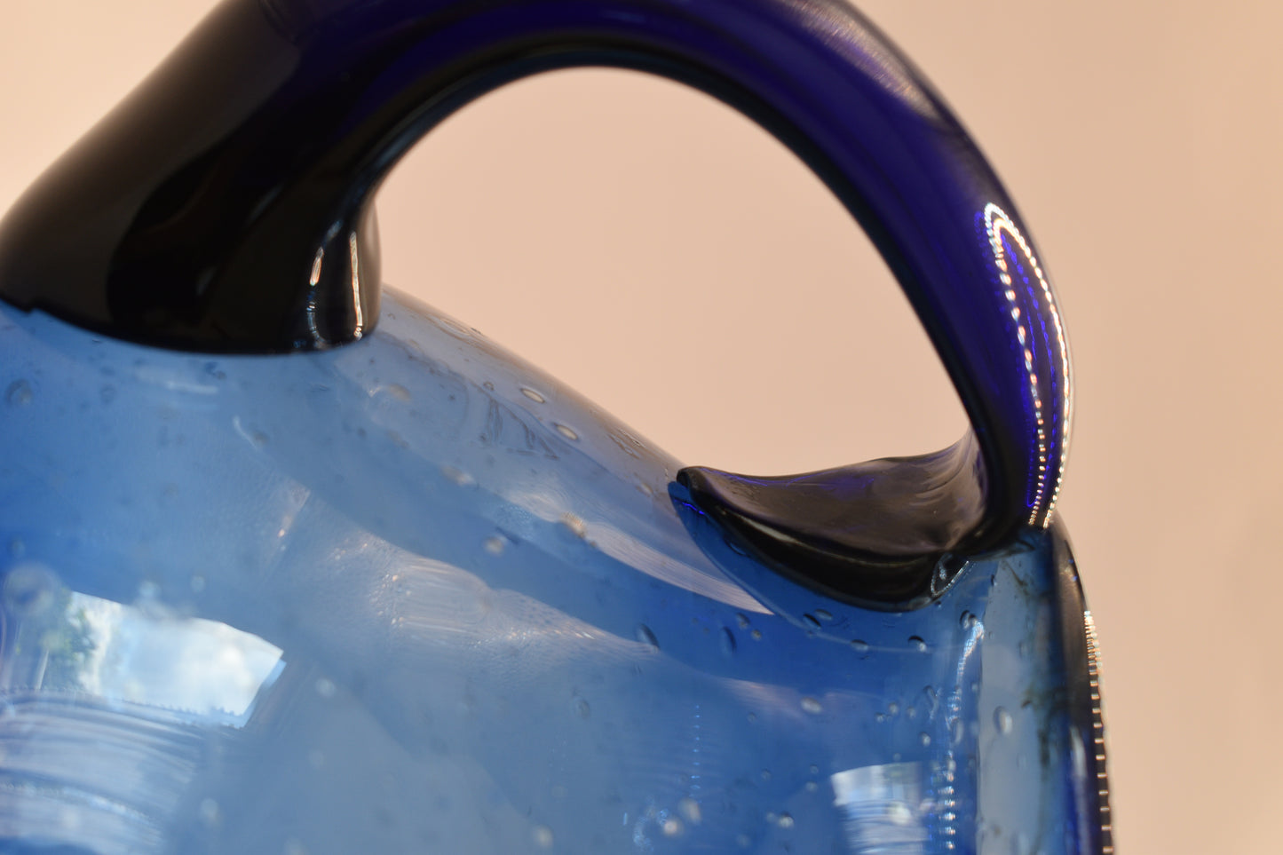 Large Cobalt Blue Mexican Glass Pitcher