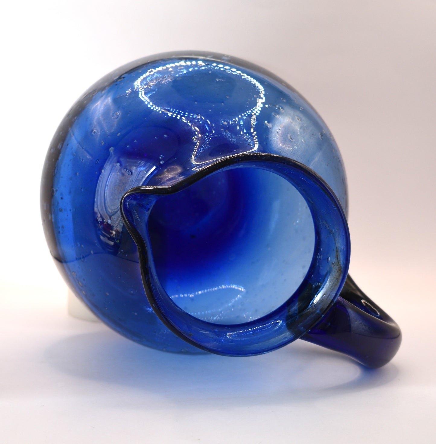 Large Cobalt Blue Mexican Glass Pitcher