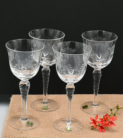 Vintage WMF Amalia wine glass with floral pattern