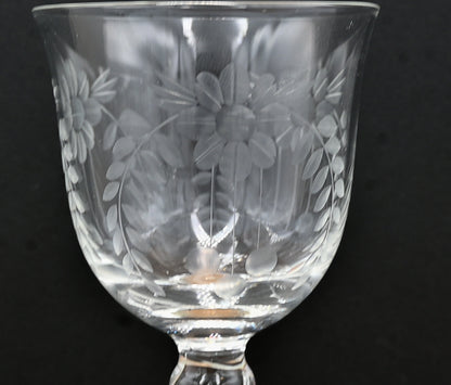 Vintage WMF Amalia wine glass with floral pattern