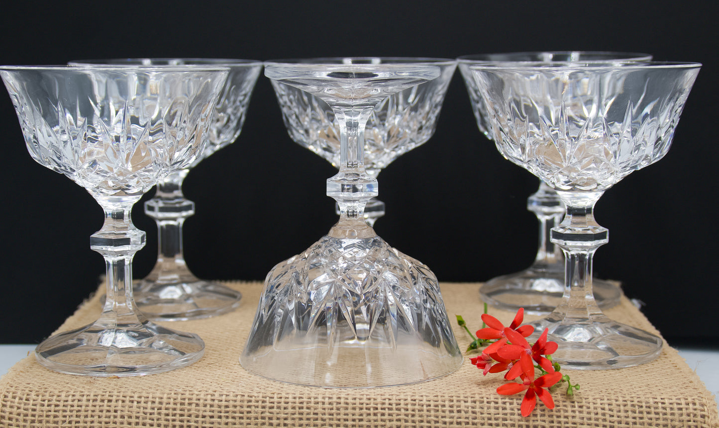 Royal Crystal Rock champagne coupes/cocktail glasses