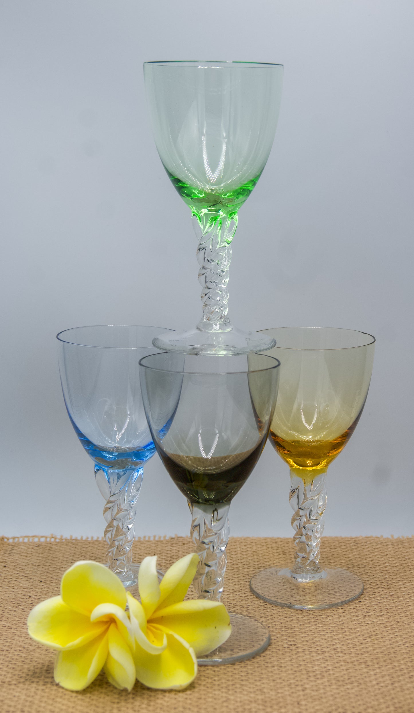 Vintage Harlequin Twisted Small Glasses