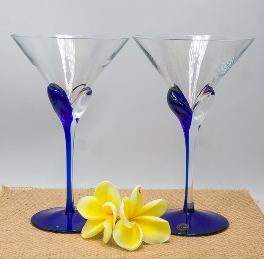 Stunning Blue Stemmed Champagne/Cocktail Glasses