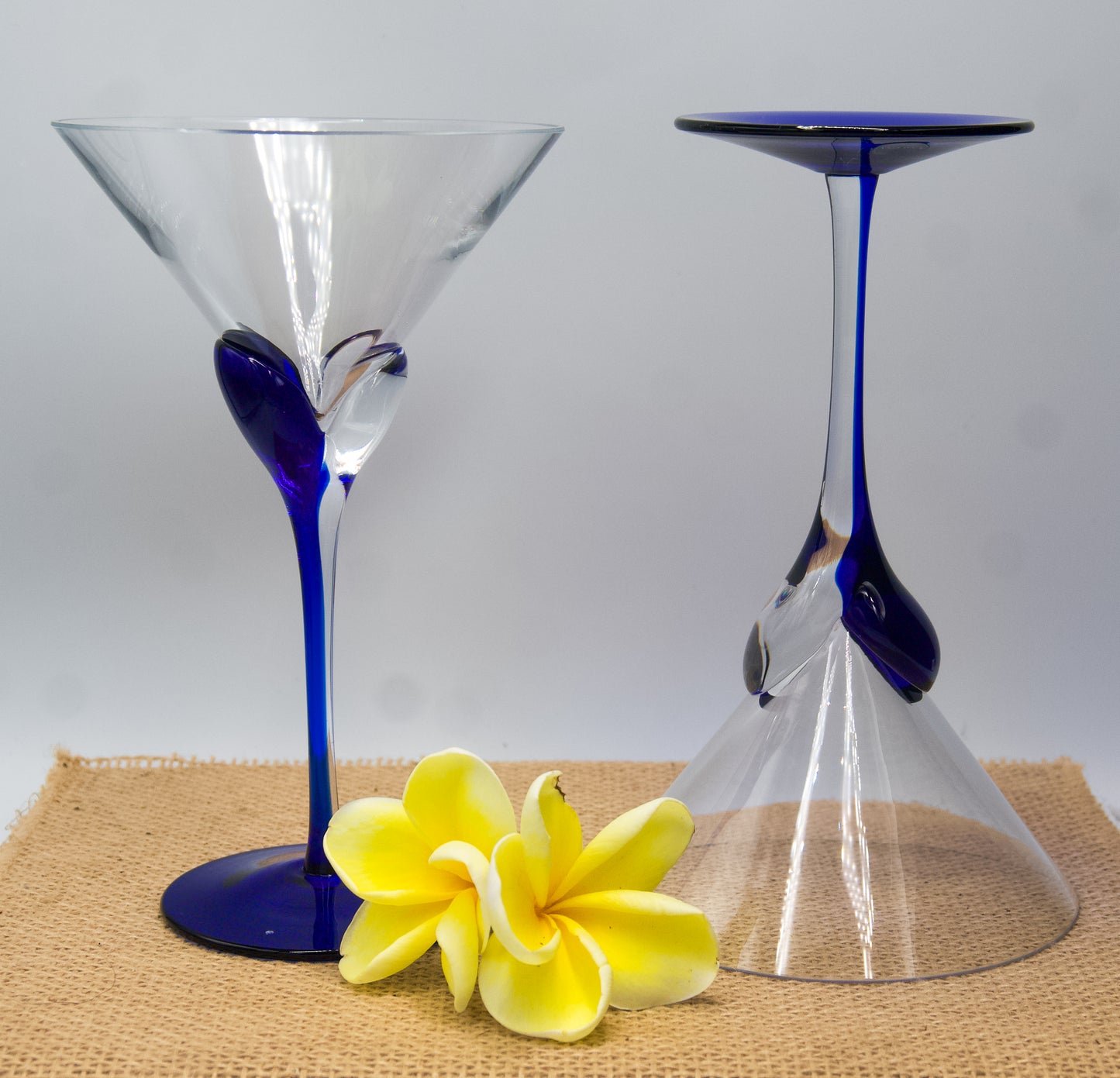 Stunning Blue Stemmed Champagne/Cocktail Glasses