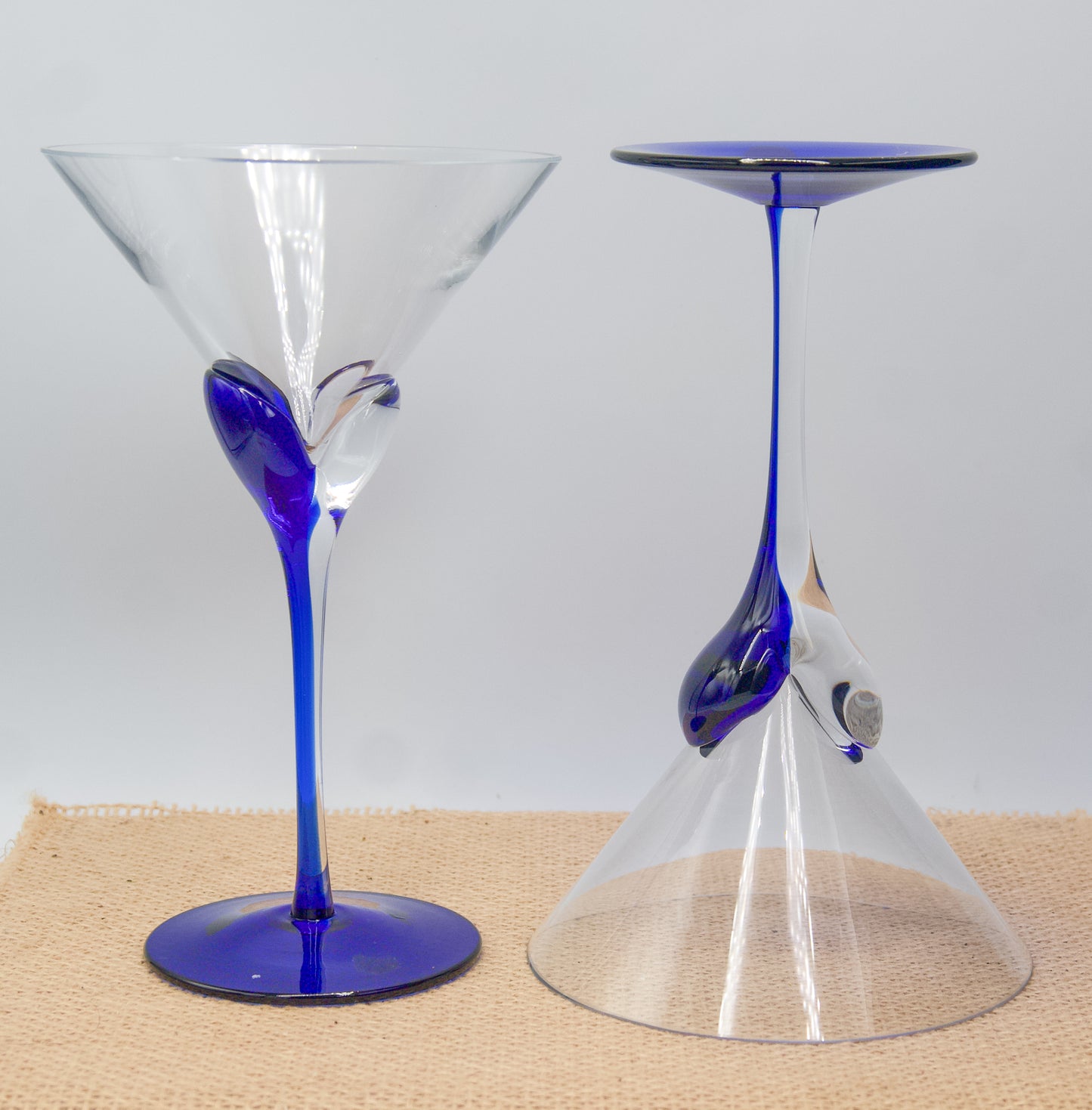Stunning Blue Stemmed Champagne/Cocktail Glasses