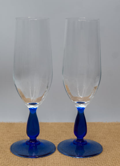Blue stemmed Champagne Flutes