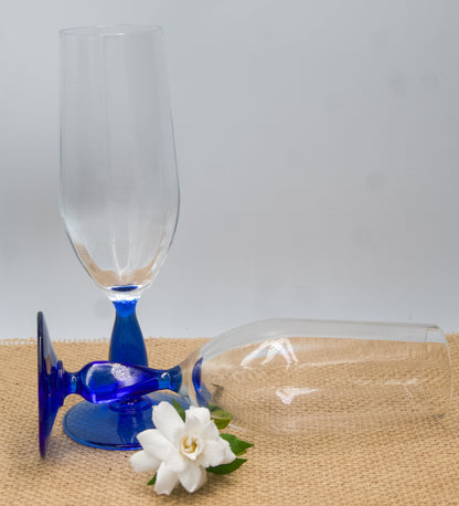 Blue stemmed Champagne Flutes