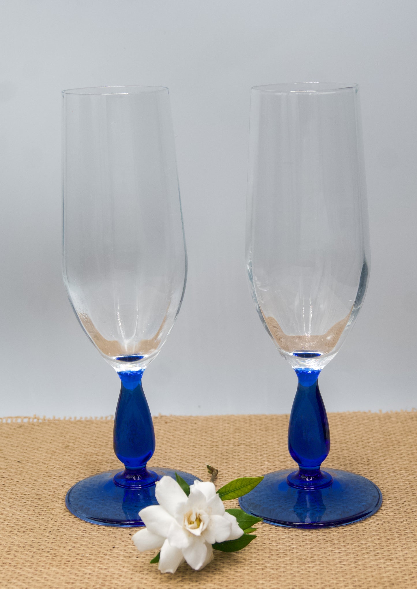 Blue stemmed Champagne Flutes