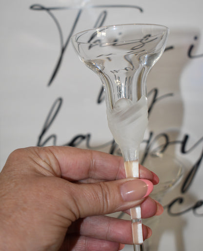 Vintage Sasaki Crystal candlestick holders. Set of 2